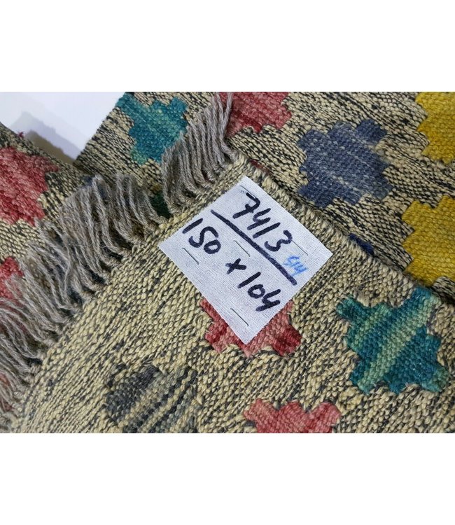 Beautiful Striped Handwoven Afghan Kilim Rug 150x104 cm Multi color Rectangle 100% Wool Tribal