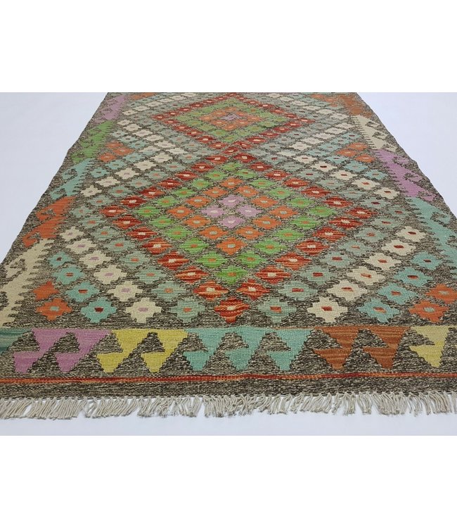 Fantastic Oriental Handwoven Afghan Kilim Rug 148x107 cm Multi color Rectangle 100% Wool Tribal