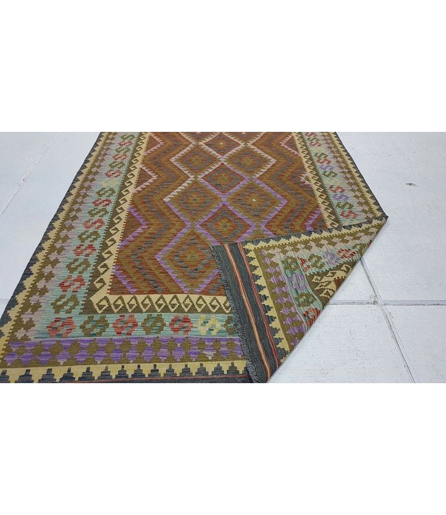 Fantastic Handwoven Geometric Afghan Kilim Rug 297x190 cm Multi color Rectangle Tribal 100% Wool