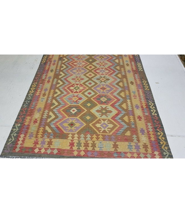 Beautiful Handwoven Geometric Afghan Kilim Rug 297x193 cm Multi color Rectangle Tribal 100% Wool
