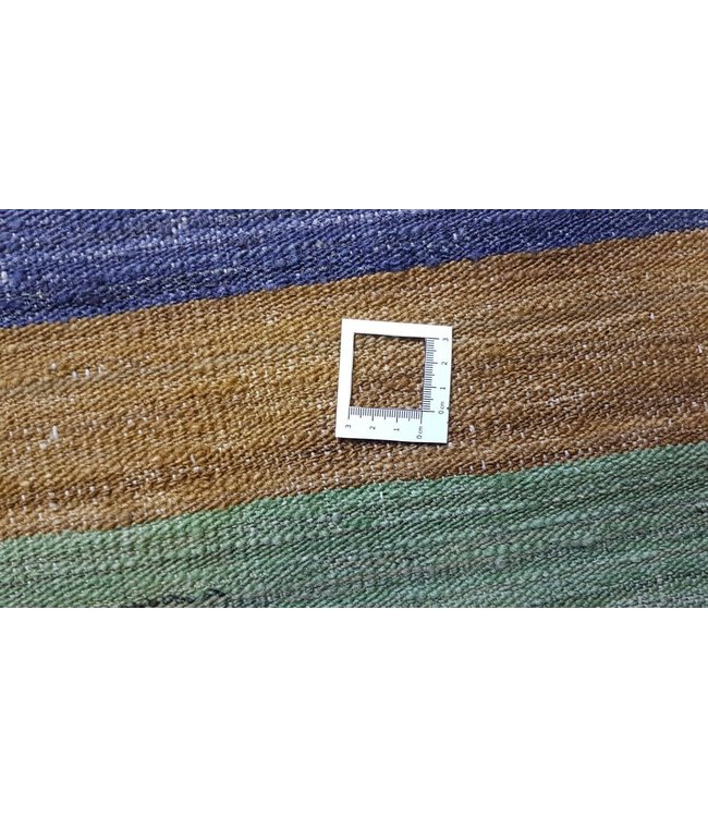 Beautiful Modern Handwoven Geometric Afghan Kilim Rug 301x216 cm Multi color Rectangle Tribal 100% Wool