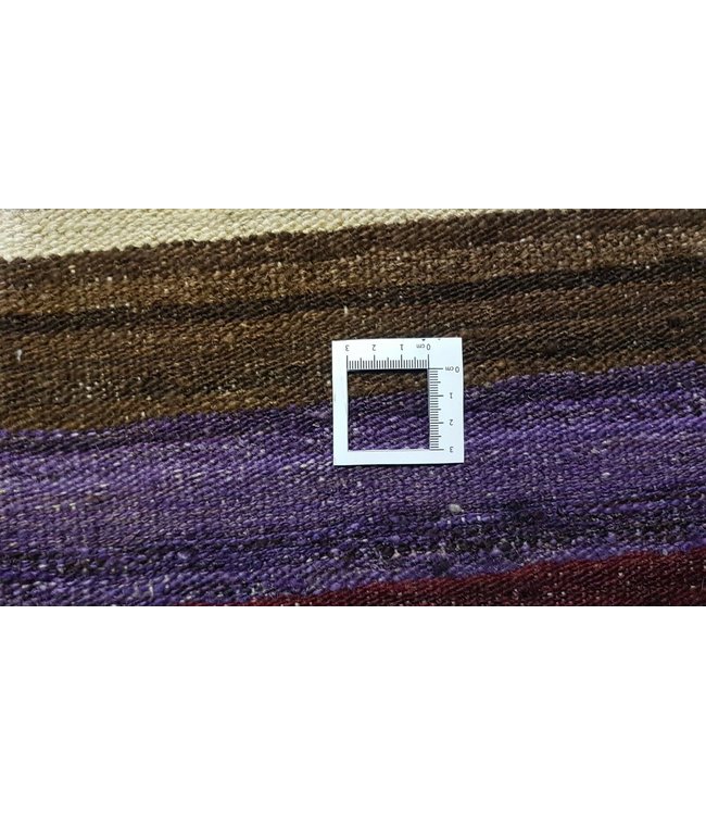 Fantastic Checked Handwoven Geometric Afghan Kilim Rug 267x185 cm Multi color Rectangle Tribal 100% Wool