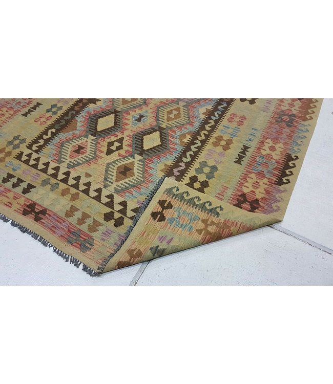 Fantastic Traditional Handwoven Geometric Afghan Kilim Rug 298x197 cm Multi color Rectangle Tribal 100% Wool