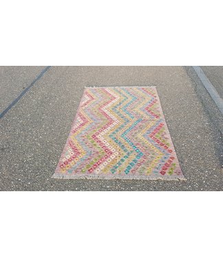 Fantastic Oriental Handwoven Geometric Afghan Kilim Rug 179x123 cm Multi color Rectangle Tribal 100% Wool