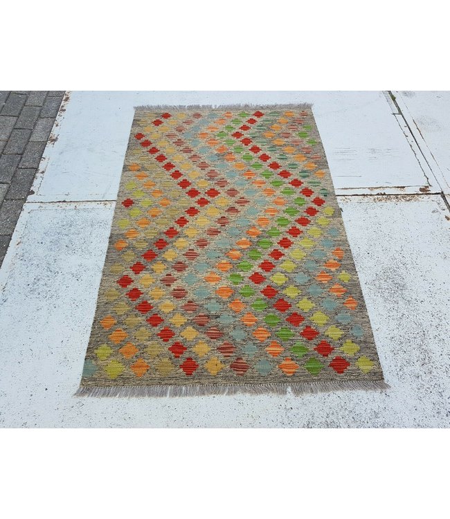 Afghan Kilim Rug Hand Woven Multi-color Kelim 157x104 cm Rug Wool  5'1x3'4 ft