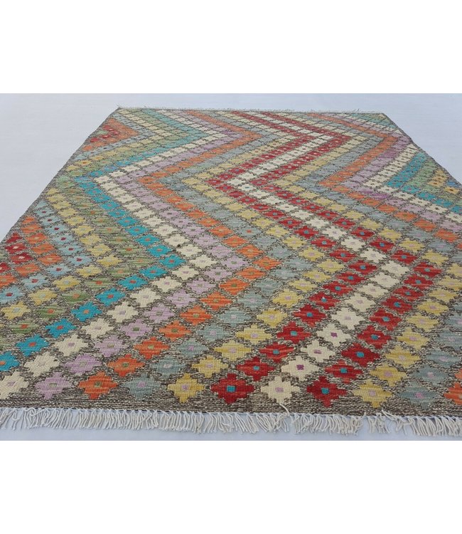 Afghan Kilim Rug Hand Woven Multi-color Kelim 160x132 cm Rug Wool  5'2x4'3 ft