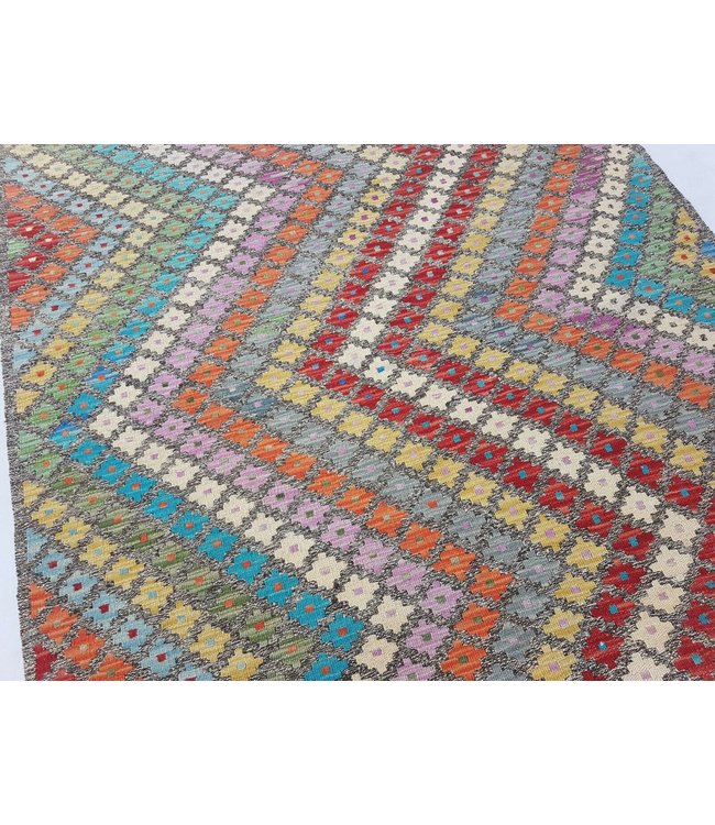 Afghan Kilim Rug Hand Woven Multi-color Kelim 160x132 cm Rug Wool  5'2x4'3 ft