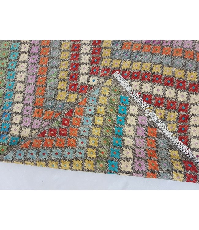 Afghan Kilim Rug Hand Woven Multi-color Kelim 160x132 cm Rug Wool  5'2x4'3 ft