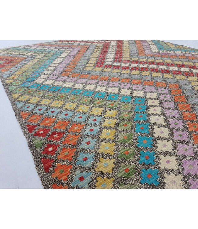 Afghan Kilim Rug Hand Woven Multi-color Kelim 160x132 cm Rug Wool  5'2x4'3 ft