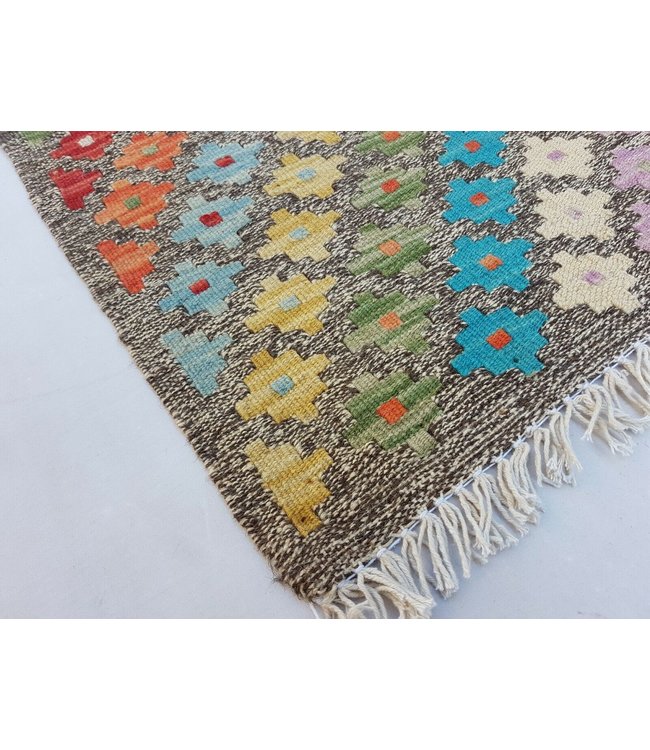 Afghan Kilim Rug Hand Woven Multi-color Kelim 160x132 cm Rug Wool  5'2x4'3 ft