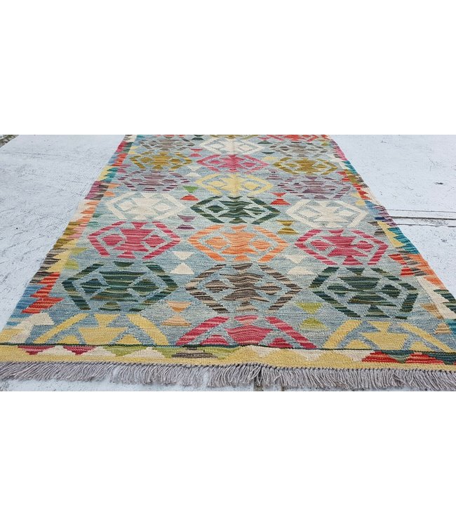 Fantastic Oriental Handwoven Geometric Afghan Kilim Rug 152x96 cm Multi color Rectangle Tribal 100% Wool