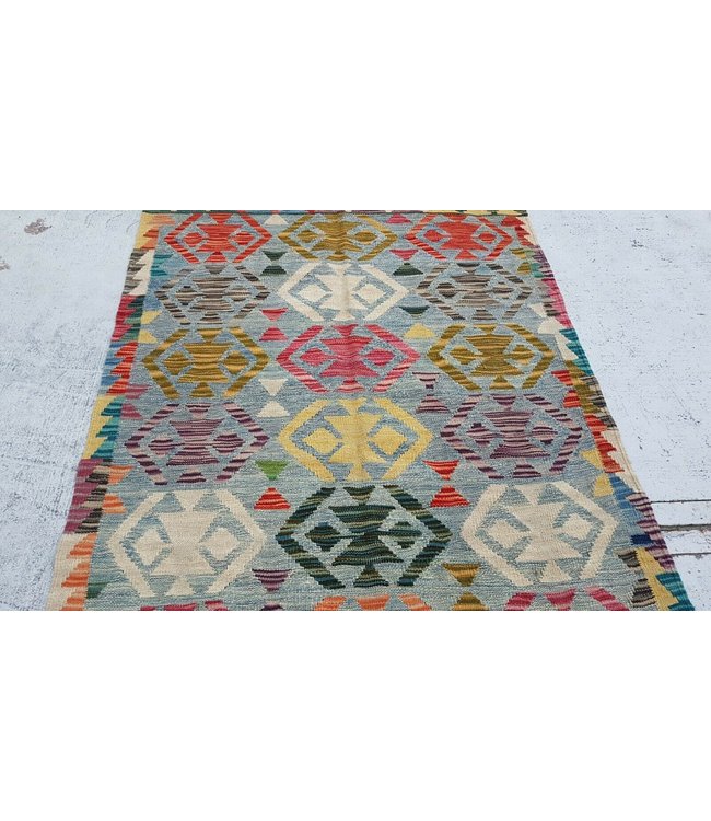 Fantastic Oriental Handwoven Geometric Afghan Kilim Rug 152x96 cm Multi color Rectangle Tribal 100% Wool