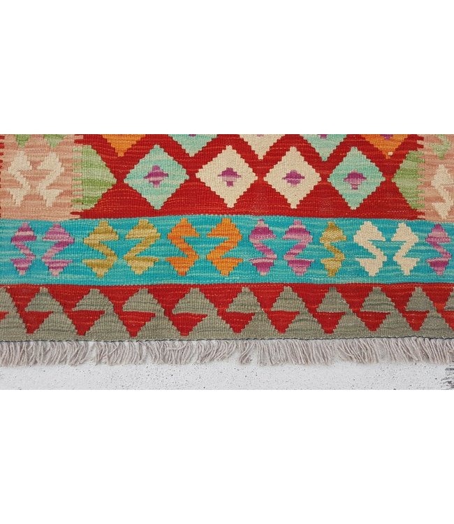 Fantastic Oriental Handwoven Geometric Afghan Kilim Rug 298x94 cm Multi color Rectangle Tribal 100% Wool