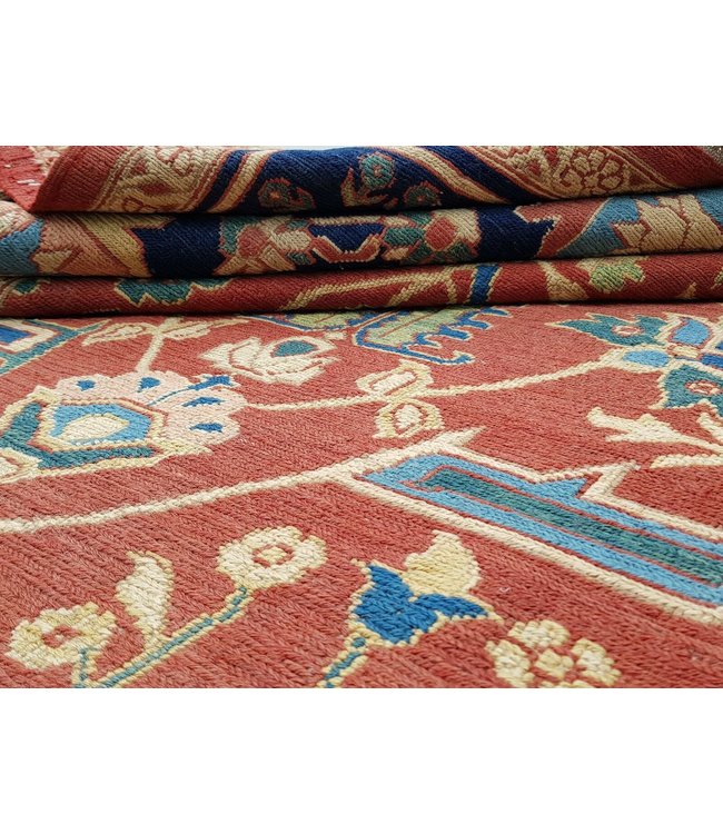 13'45 X 9'90 Antique Handmade Red Sumak Kilim Area Rug wool Hand woven 410X302 cm