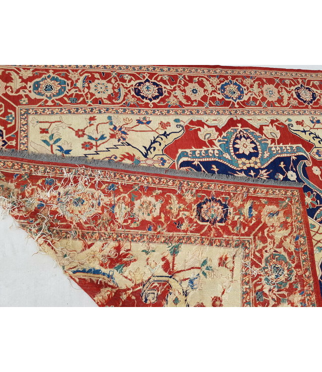 11'12X8'72 Antique Handmade Red Sumak Kilim Area Rug Hand woven 339X266 cm