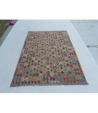 Fantastic Traditional Handwoven Afghan Kilim Rug 236x167 cm Multi color Rectangle Tribal 100% Wool