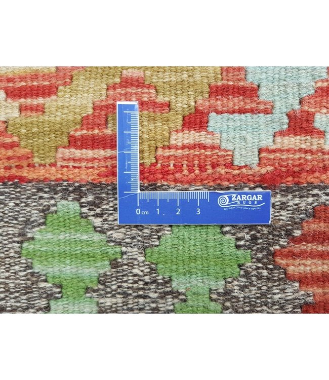 Beautiful Oriental Handwoven Geometric Afghan Kilim Rug 233x182 cm Multi color Rectangle Tribal 100% Wool