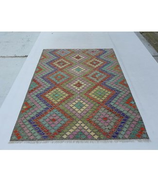 Beautiful Oriental Handwoven Afghan Kilim Rug 230x175 cm Multi color Rectangle 100% Wool