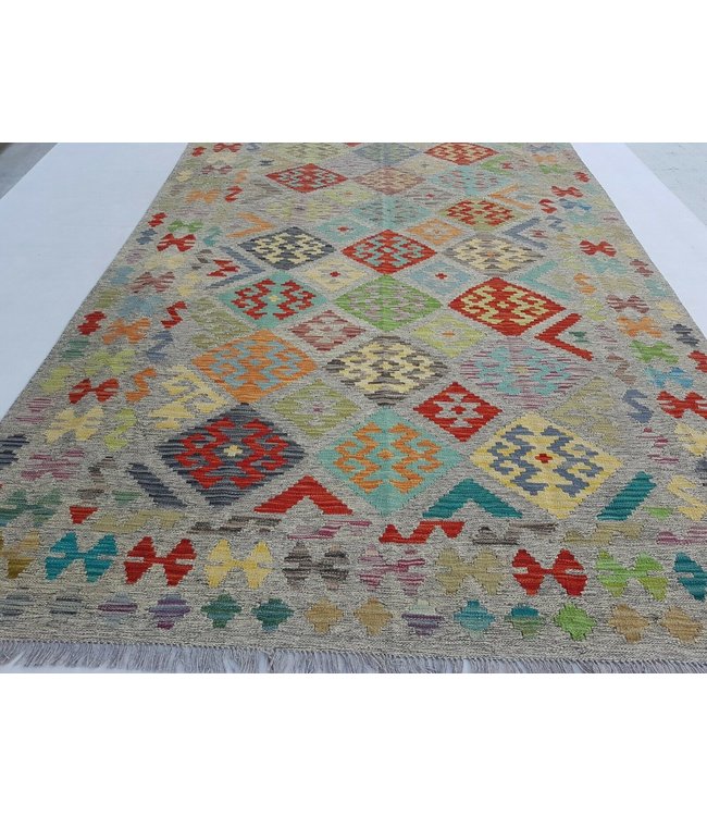 Beautiful Geometric Handwoven Afghan Kilim Rug 299x196  cm Multi color Rectangle 100% Wool Tribal