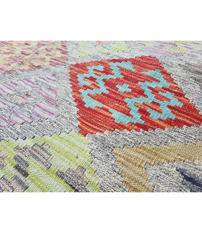 Beautiful Geometric Handwoven Afghan Kilim Rug 299x196  cm Multi color Rectangle 100% Wool Tribal