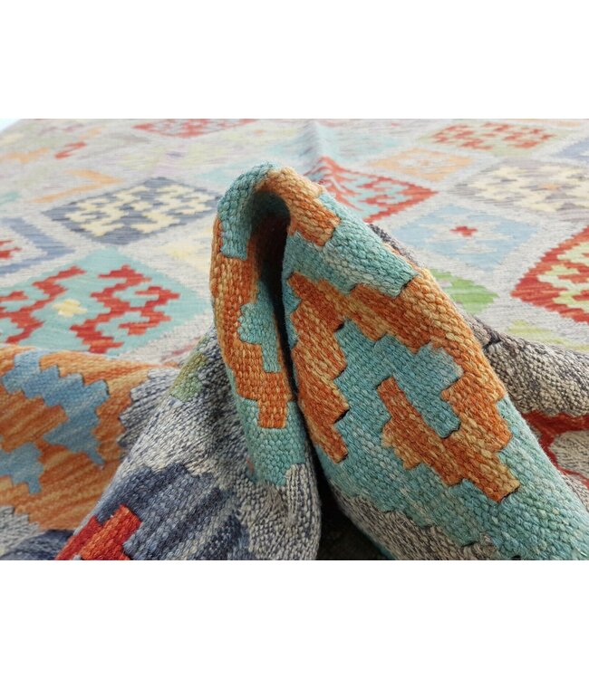 Beautiful Geometric Handwoven Afghan Kilim Rug 299x196  cm Multi color Rectangle 100% Wool Tribal