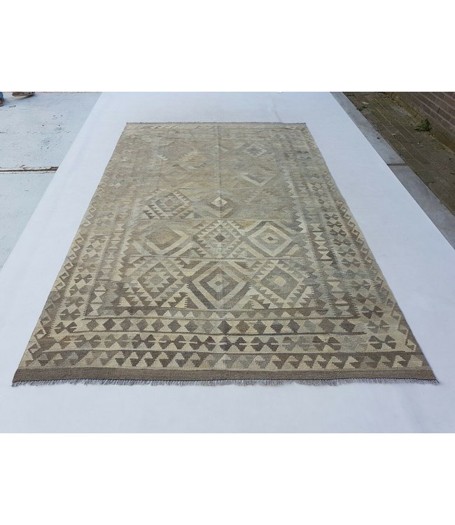 Beautiful Geometric Handwoven Afghan Kilim Rug 297x193 cm Multi color Rectangle 100% Wool Tribal