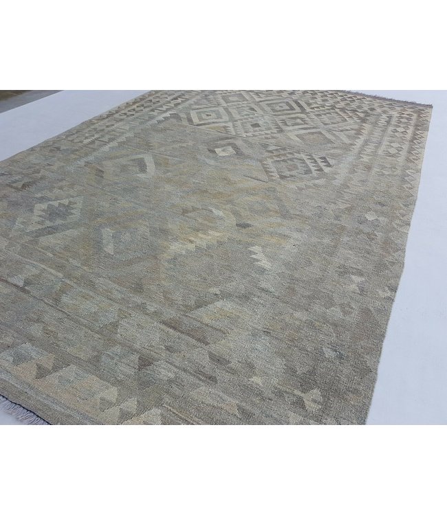 Beautiful Geometric Handwoven Afghan Kilim Rug 297x193 cm Multi color Rectangle 100% Wool Tribal