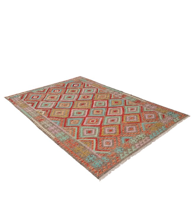 Beautiful Oriental Handwoven Geometric Afghan Kilim Rug 300x205 cm Multi color Rectangle Tribal 100% Wool