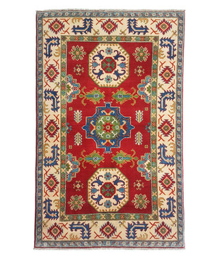 Hand knotted  6'1x3'8 wool kazak area rug  187x118 cm  Oriental carpet