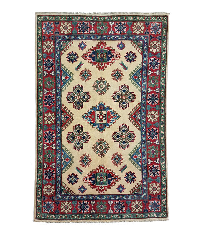 Hand knotted  6'1x4'0 wool kazak area rug  187x122 cm  Oriental carpet