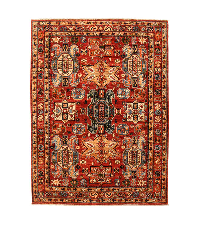 Hand knotted 7'8x5'7 super fine oriental kazak rug 238x174 cm  Abstract Carpet