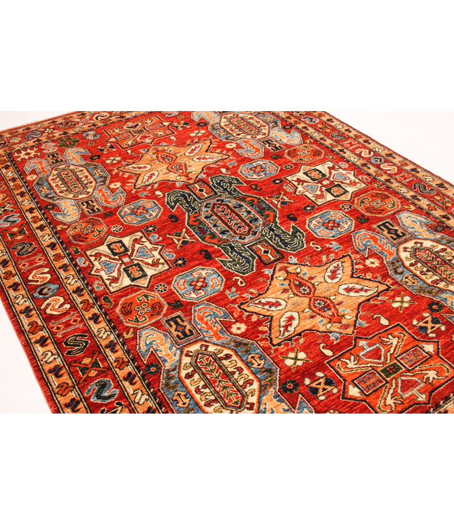 Hand knotted 7'8x5'7 super fine oriental kazak rug 238x174 cm  Abstract Carpet