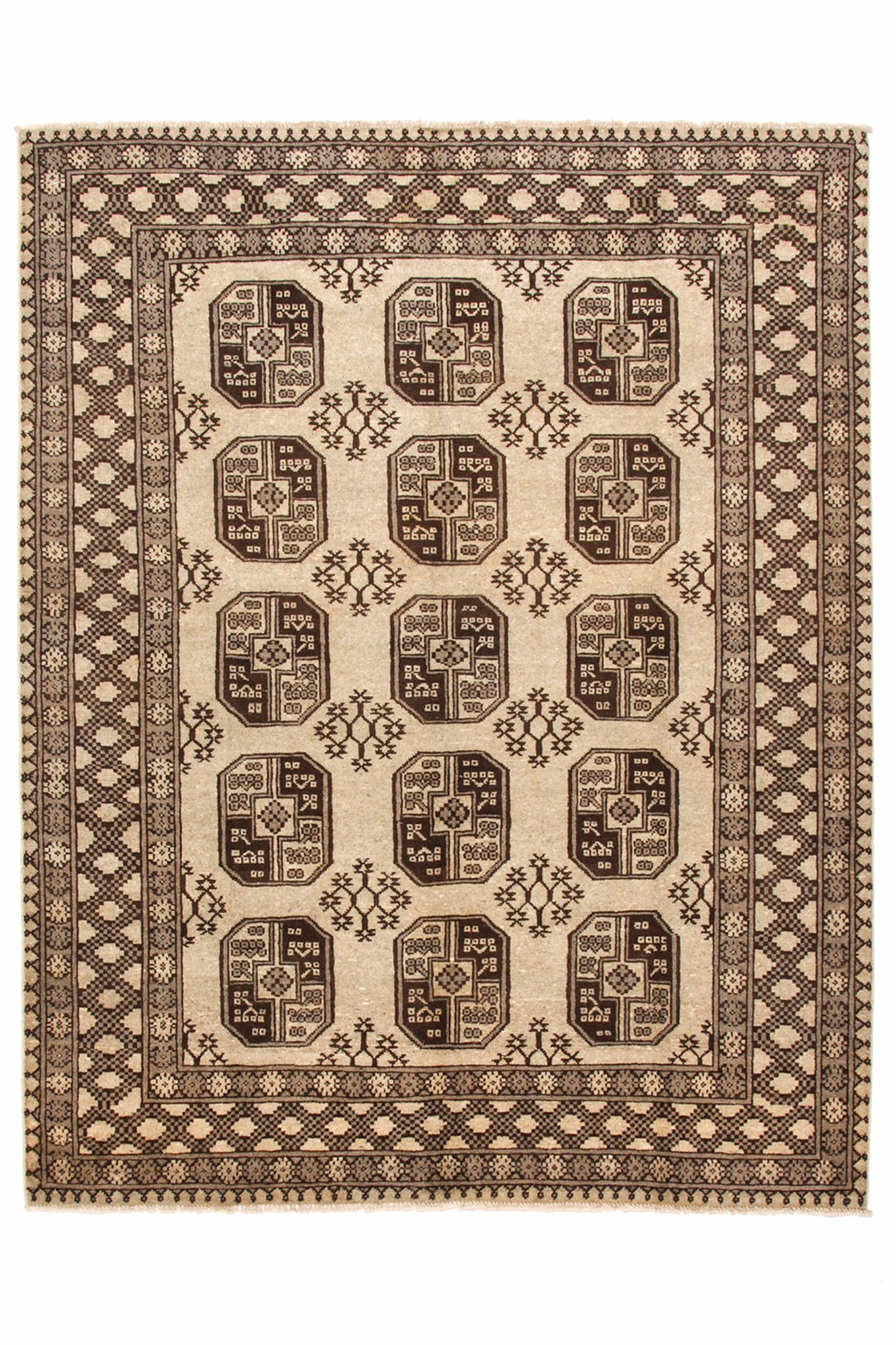 7 9x6 3 feet afghan rug aqcha hand knotted 242x195 cm Kelimshop