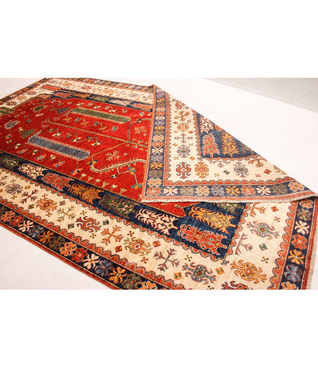 super fein oriental kazak teppich 310x199 cm Abstrakt Wolle Handgeknüpft Teppich