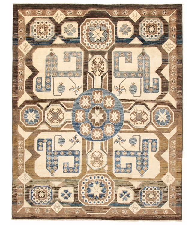 Hand knotted 8'x6'3 ft Modern Art Ghazny Wool Rug 246x195 cm  Abstract Carpet