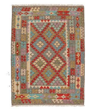 Hand knotted Multi color Afghan Kilim Area Rug 203x153 cm Oriental 100% Wool