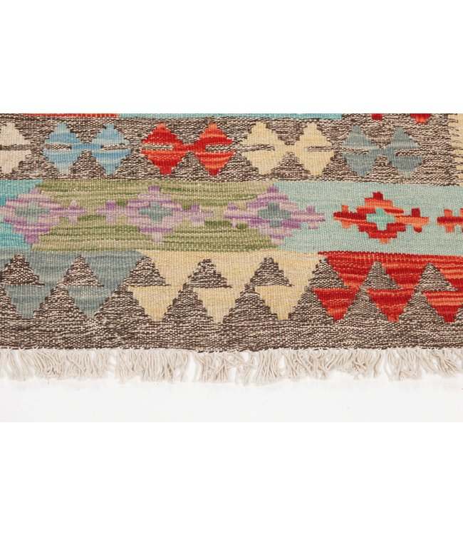 Hand knotted Multi color Afghan Kilim Area Rug 203x153 cm Oriental 100% Wool