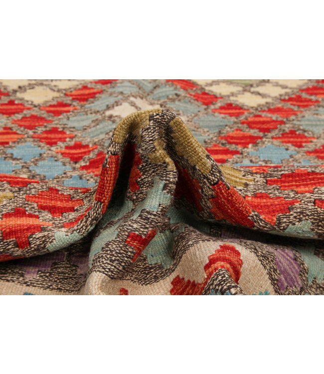 Hand knotted Multi color Afghan Kilim Area Rug 203x153 cm Oriental 100% Wool