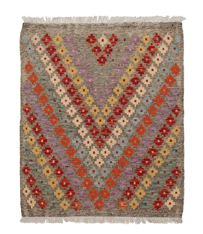 Handmade Multi color Afghan Kilim Area Rug 100x84 cm Traditional 100% Wool