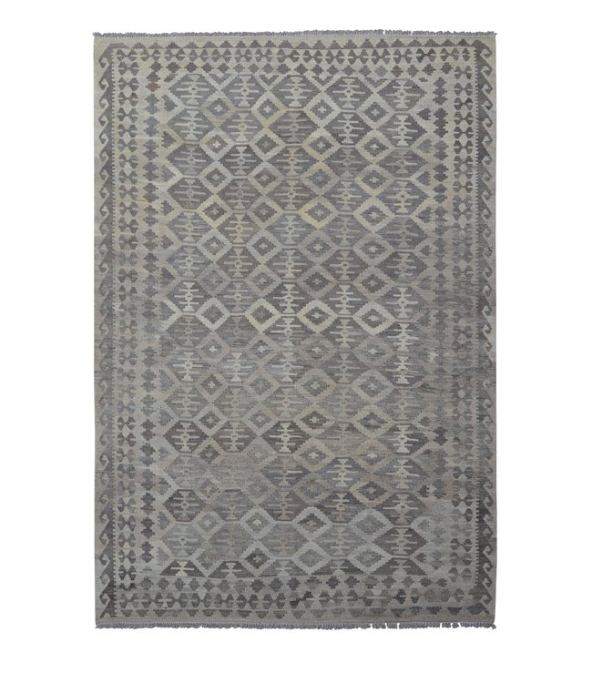 9'74x6'66 Sheep Wool Handwoven Natural Gray color Afghan kilim Area Rug Carpet