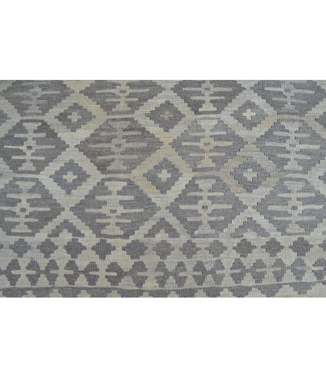 Vloerkleed Tapijt Kelim 297x203 cm Kleed Hand Geweven Kilim Grijs Natural kelim
