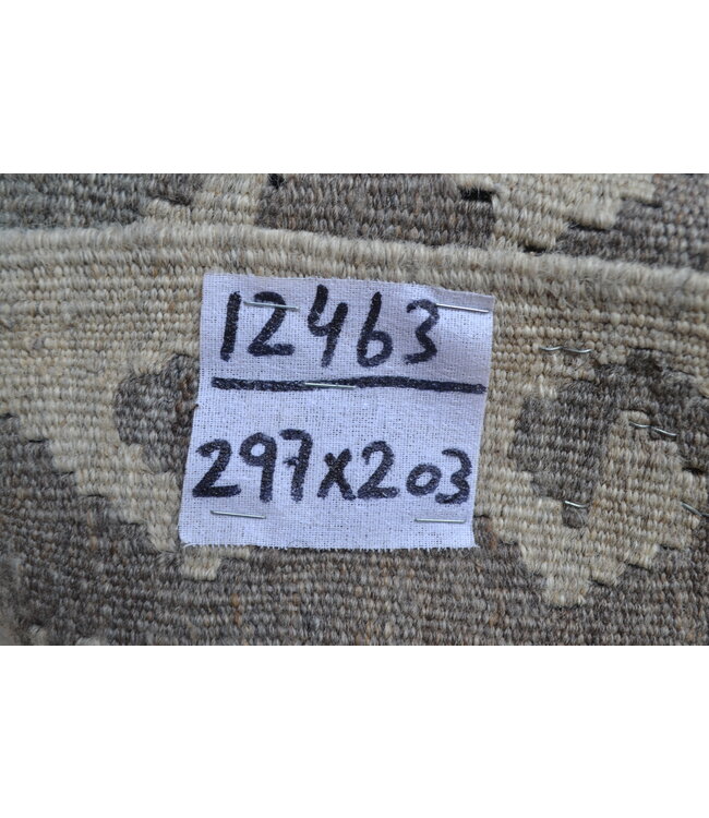 9'74x6'66 Sheep Wool Handwoven Natural Gray color Afghan kilim Area Rug Carpet