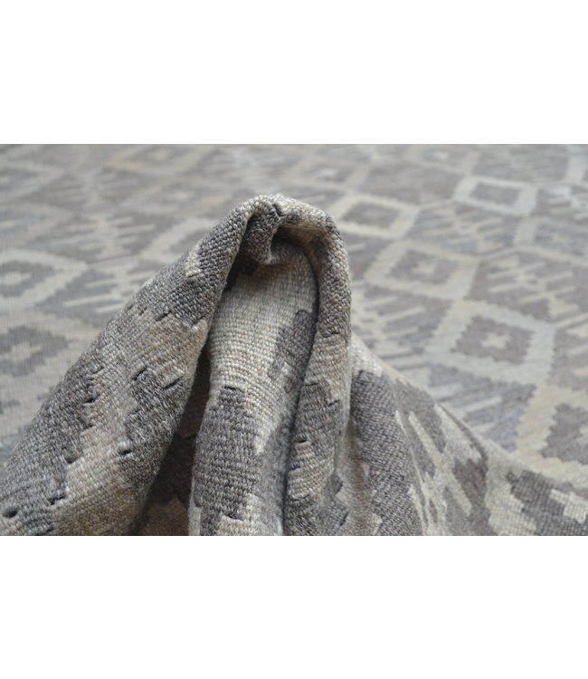 9'74x6'66 Sheep Wool Handwoven Natural Gray color Afghan kilim Area Rug Carpet