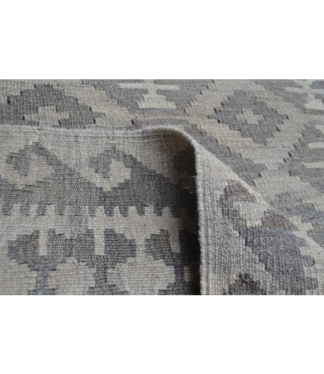 Vloerkleed Tapijt Kelim 297x203 cm Kleed Hand Geweven Kilim Grijs Natural kelim
