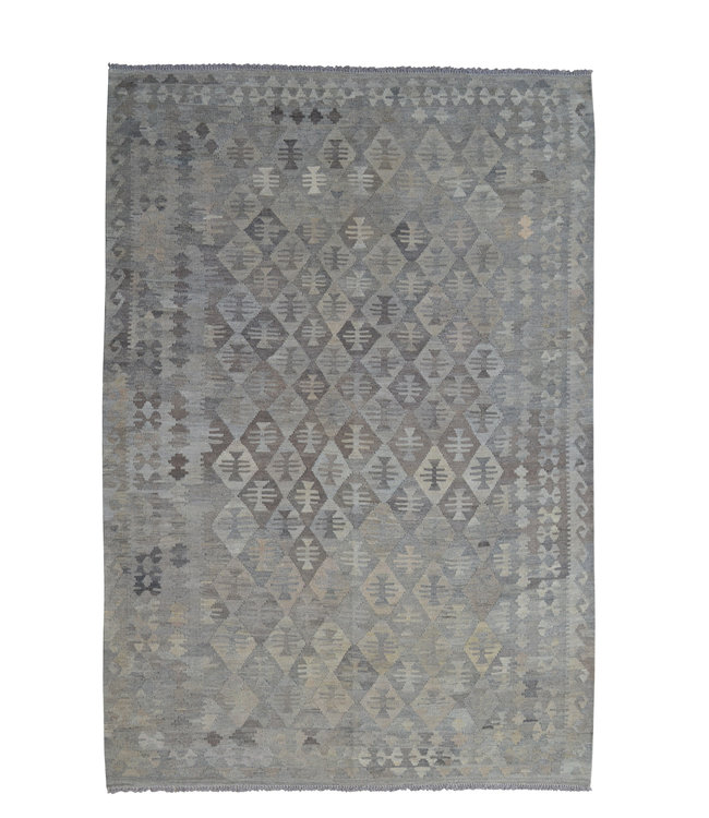 9'51x6'63 Sheep Wool Handwoven Natural Gray color Afghan kilim Area Rug Carpet