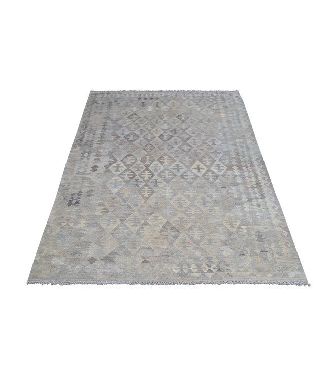 9'51x6'63 Sheep Wool Handwoven Natural Gray color Afghan kilim Area Rug Carpet