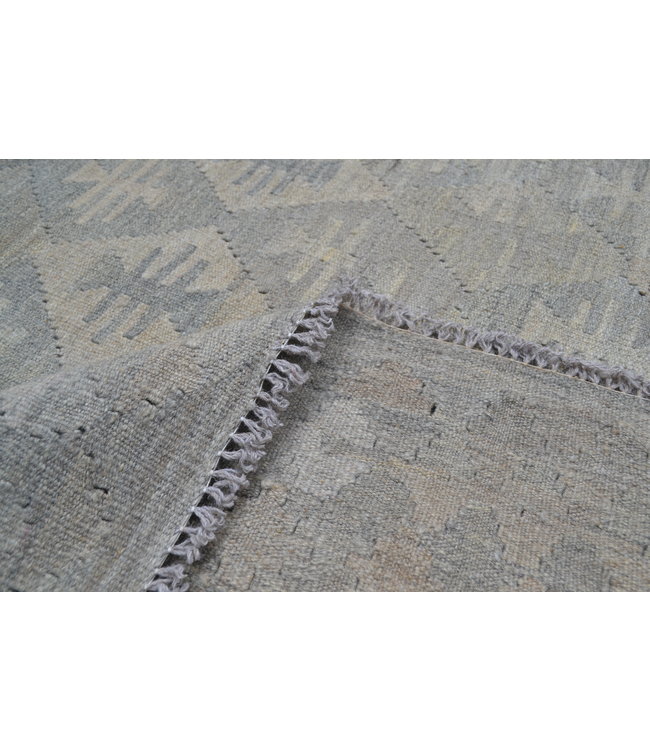 9'51x6'63 Sheep Wool Handwoven Natural Gray color Afghan kilim Area Rug Carpet