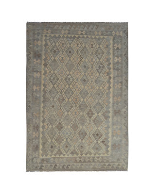 9'61x6'66 Sheep Wool Handwoven Natural Gray color Afghan kilim Area Rug Carpet