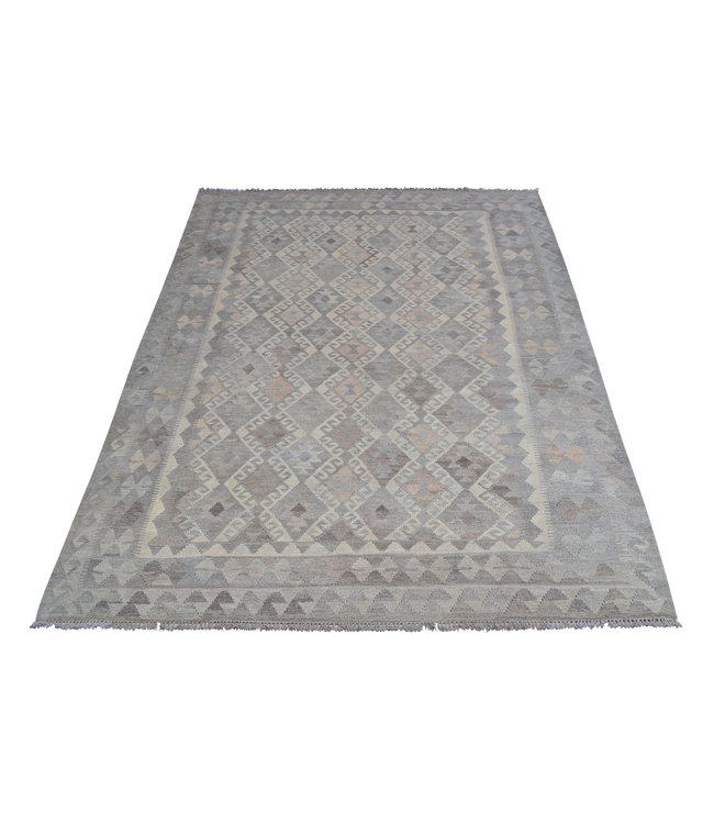 9'61x6'66 Sheep Wool Handwoven Natural Gray color Afghan kilim Area Rug Carpet