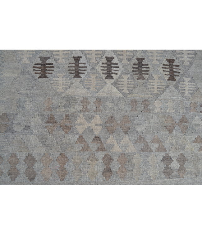 Vloerkleed Tapijt Kelim 297x206 cm Kleed Hand Geweven Kilim Grijs Natural kelim
